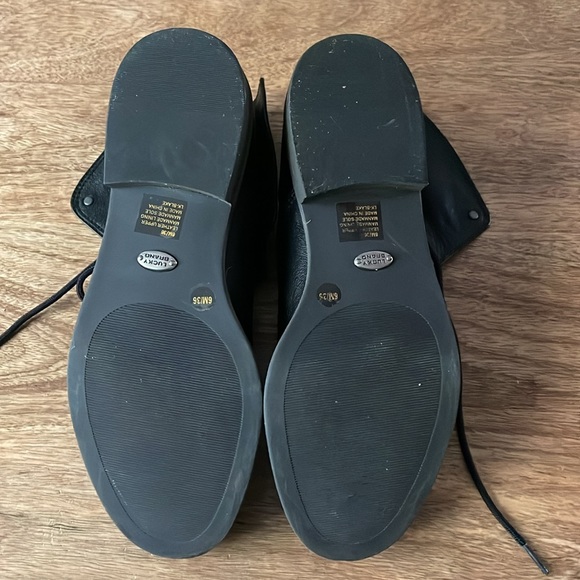 Lucky Brand Leather Combat Boots Size 6 Fold Down Black - Picture 3 of 3